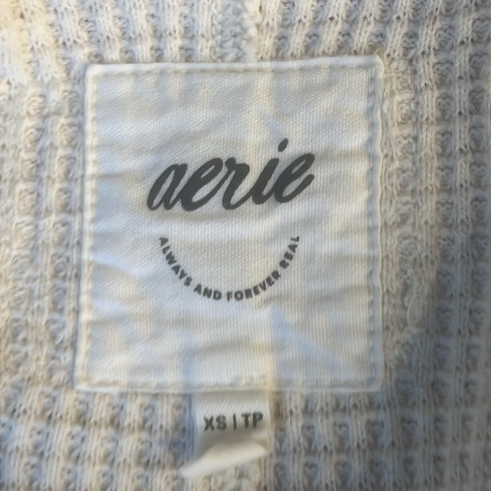 Aerie Cream Collared Oversized Long Sleeve Top Women's Size XS - Picture 6 of 7